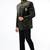 Olive green embroidered suede velvet bandhgala for men