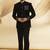 Black embroidered suede velvet bandhgala for men