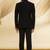 Black embroidered suede velvet bandhgala for men