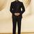 Black embroidered suede velvet bandhgala for men