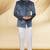 Grey embroidered suede velvet bandhgala for men