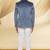 Grey embroidered suede velvet bandhgala for men