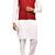 White solid art silk kurta churidar nehru jacket set for men