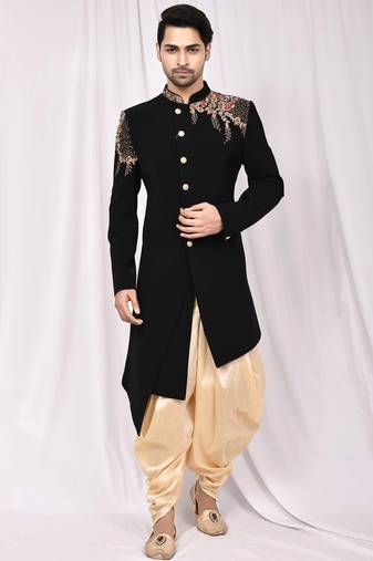 Black solid imported armani semi indo western dresses for men