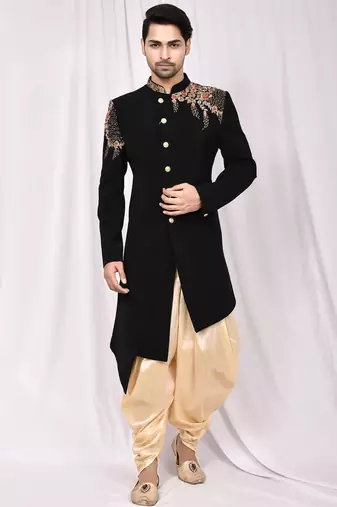 Black solid imported armani semi indo western dresses for men