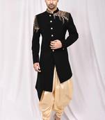 Black solid imported armani semi indo western dresses for men