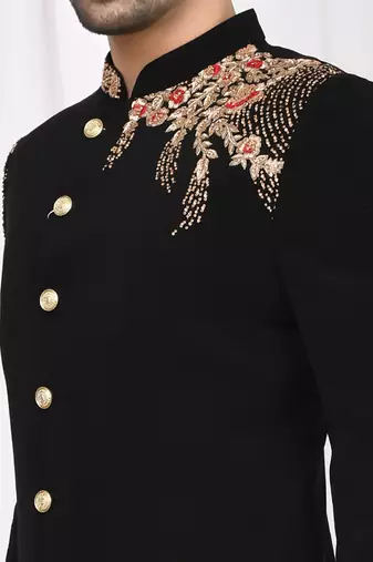 Black solid imported armani semi indo western dresses for men