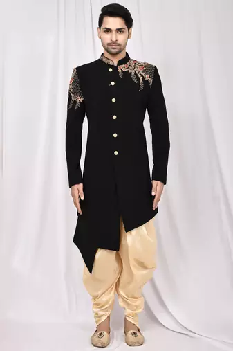 Black solid imported armani semi indo western dresses for men