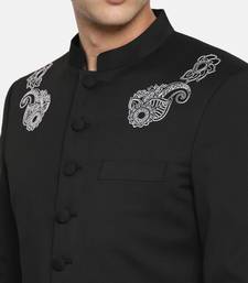 Cream solid linen cotton semi indo western dresses for men