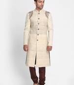 Gazree pink embroidered art silk semi indo western dresses for men