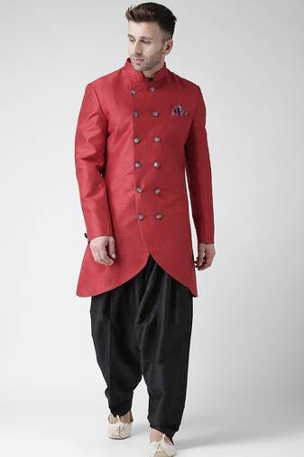 Black embroidered suiting semi indo western dresses for men