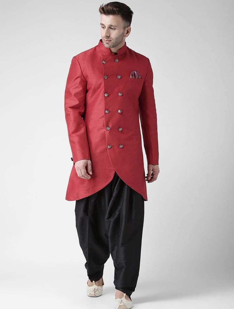 Black embroidered suiting semi indo western dresses for men