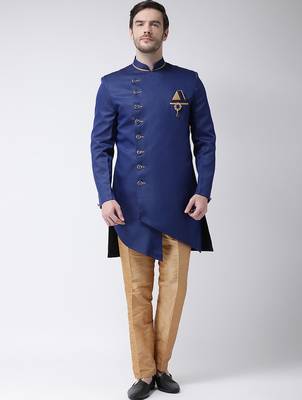 Wine embroidered suiting semi indo western dresses for men 1