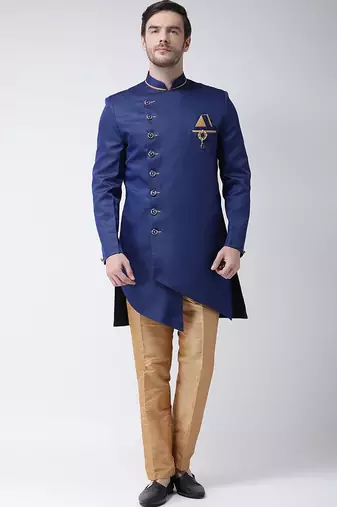 Wine embroidered suiting semi indo western dresses for men