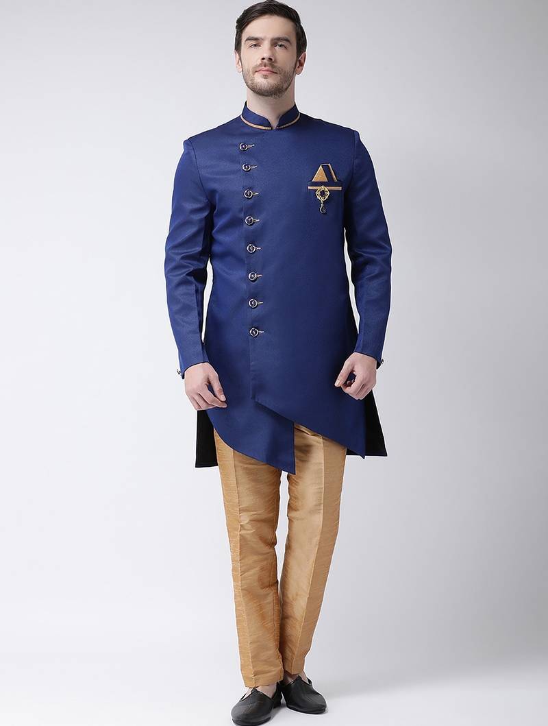 Wine embroidered suiting semi indo western dresses for men