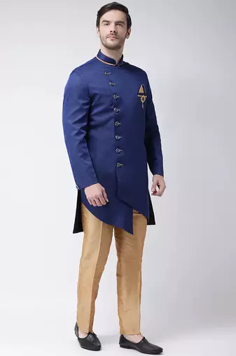 Wine embroidered suiting semi indo western dresses for men