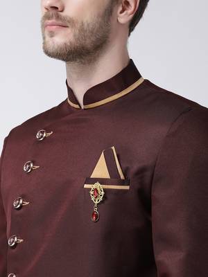 Gold solid suiting semi indo western dresses for men 2