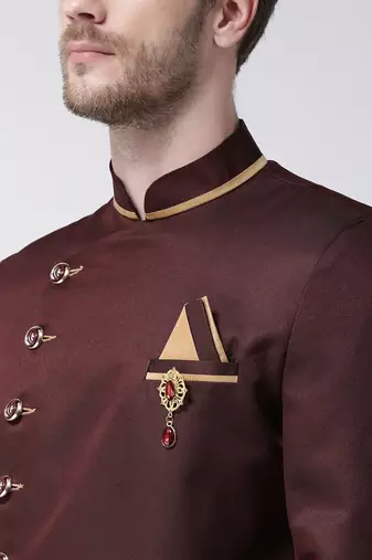 Gold solid suiting semi indo western dresses for men