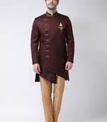 Gold solid suiting semi indo western dresses for men