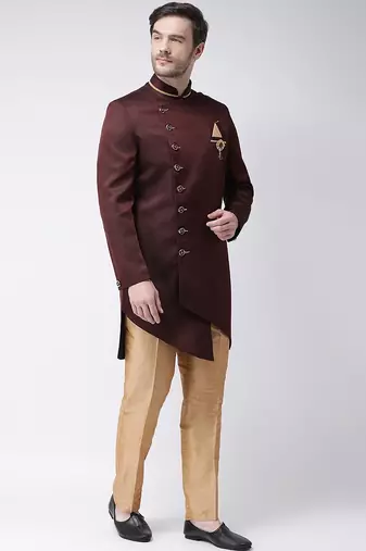 Gold solid suiting semi indo western dresses for men