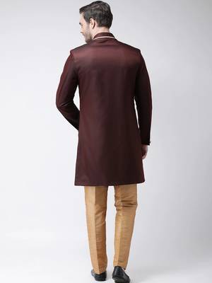 Gold solid suiting semi indo western dresses for men 4
