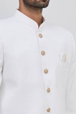 White solid suiting semi indo western dresses for men 2