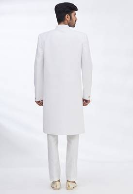 White solid suiting semi indo western dresses for men 3