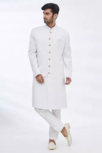 White solid suiting semi indo western dresses for men