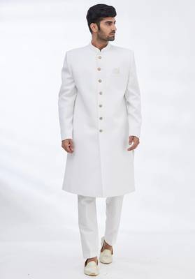 White solid suiting semi indo western dresses for men 1