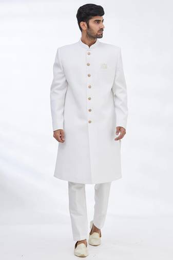 White solid suiting semi indo western dresses for men