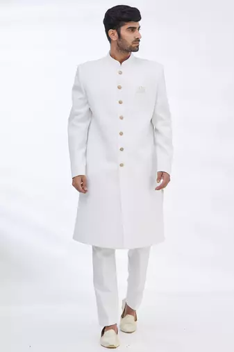 White solid suiting semi indo western dresses for men