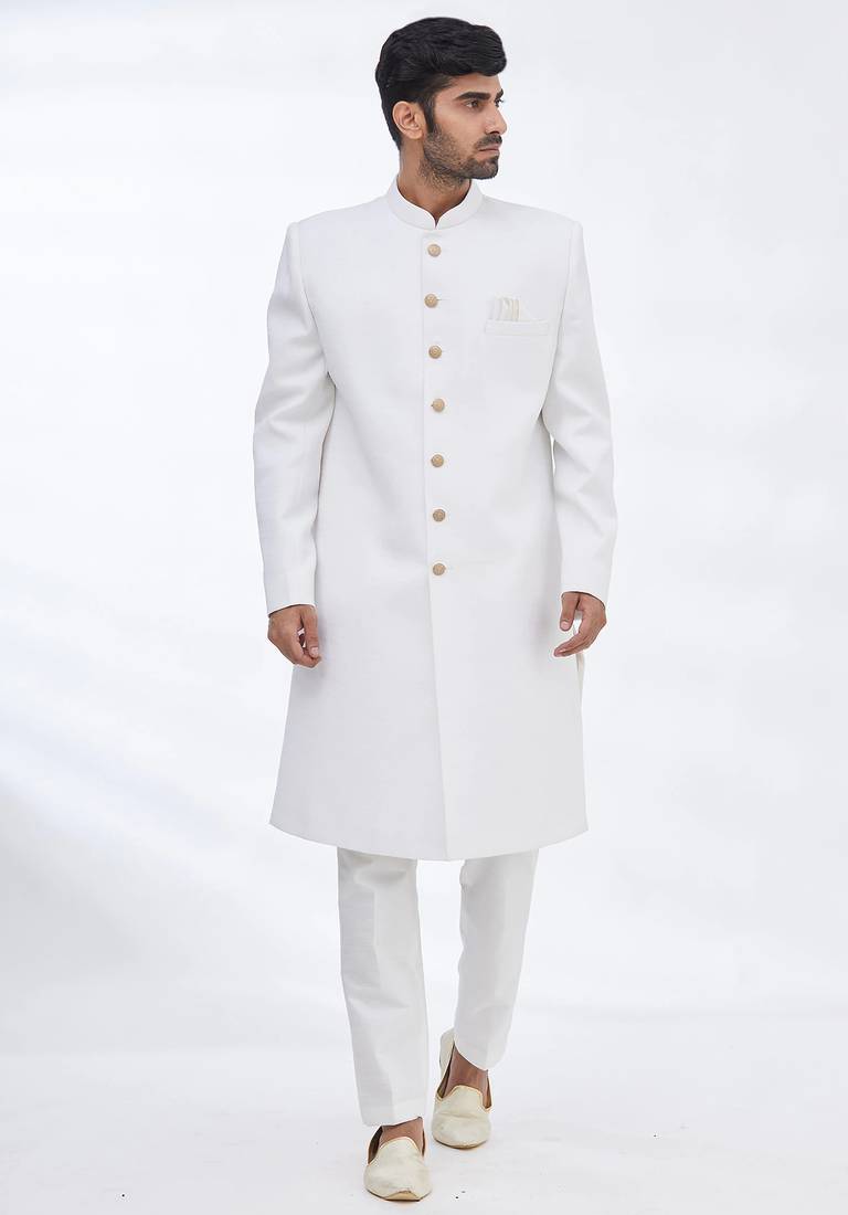 White solid suiting semi indo western dresses for men