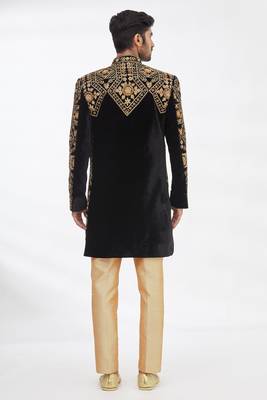 Black solid imported armani sherwani for men 2