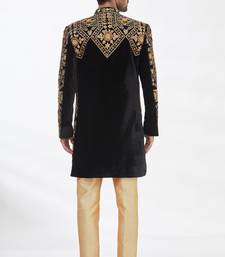 Black solid imported armani sherwani for men