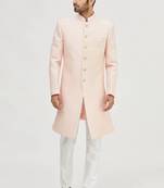 Peach embroidered art silk indo western dresses for men