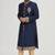Navy blue embroidered art silk sherwani for men