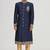 Navy blue embroidered art silk sherwani for men