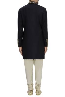 Black hand embroidered imported armani sherwani for men 2