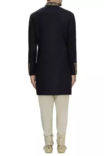 Black hand embroidered imported armani sherwani for men