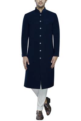 Black solid imported armani sherwani for men 1