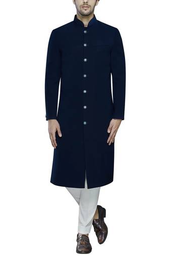 Black solid imported armani sherwani for men