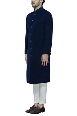 Black solid imported armani sherwani for men 3
