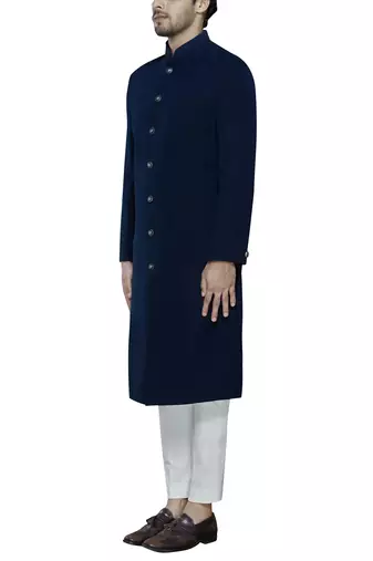 Black solid imported armani sherwani for men
