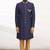 Navy blue hand embroidered art silk sherwani for men