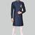 Navy blue hand embroidered teri rayon sherwani for men