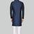 Navy blue hand embroidered teri rayon sherwani for men
