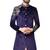 Navy blue hand embroidered velvet sherwani for men
