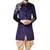 Navy blue hand embroidered velvet sherwani for men