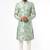 Pista green hand embroidered art silk sherwani for men