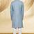 Blue solid jute sherwani for men